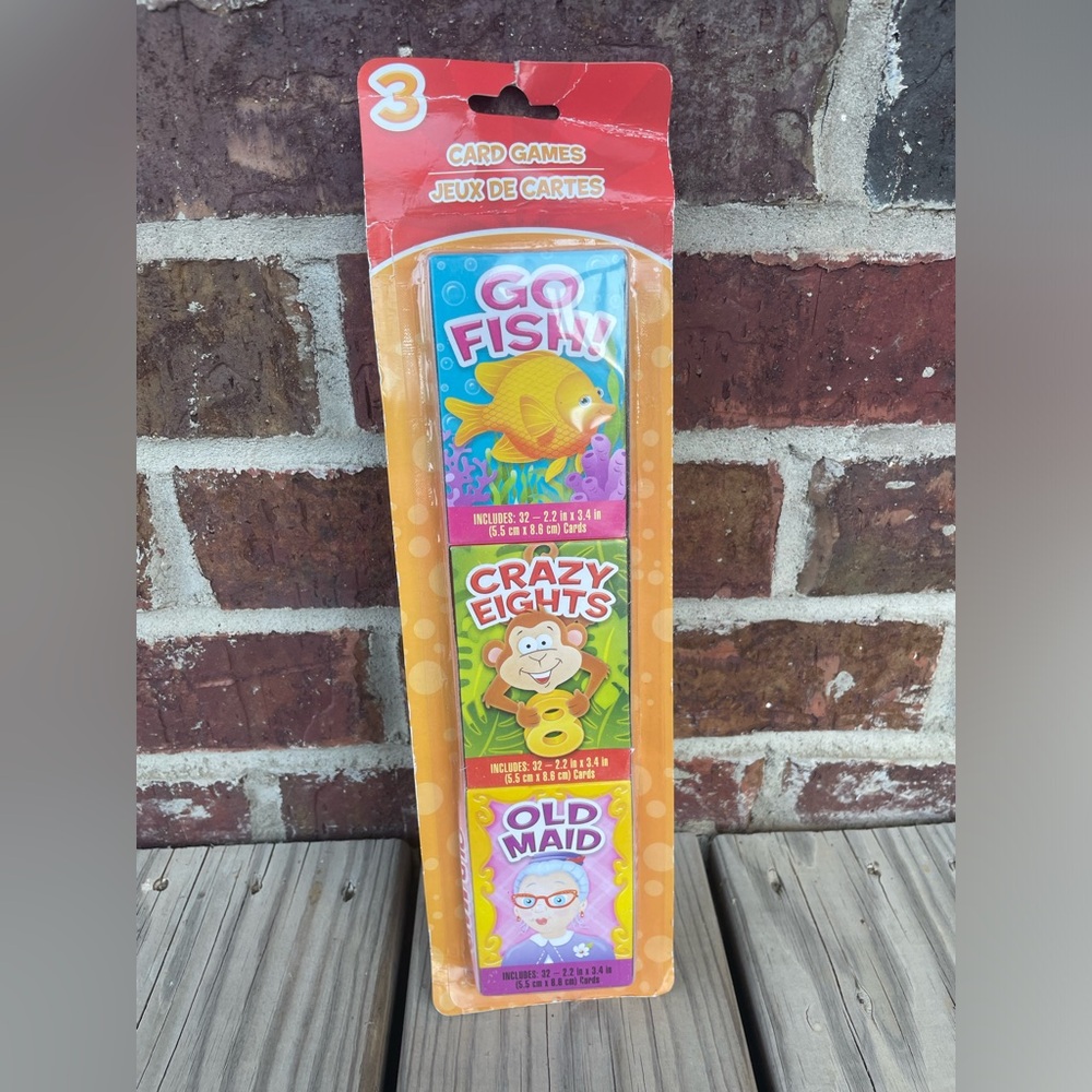 NIP Set Of 3 Little Kid’s Card Games Go Fish Crazy Eights Old Maid
